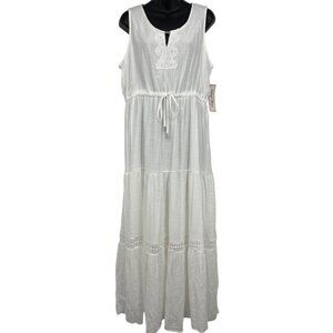 Indigo Rose Maxi Women White Dress Tier Size XL Extra Large Tier Sleeveless New
